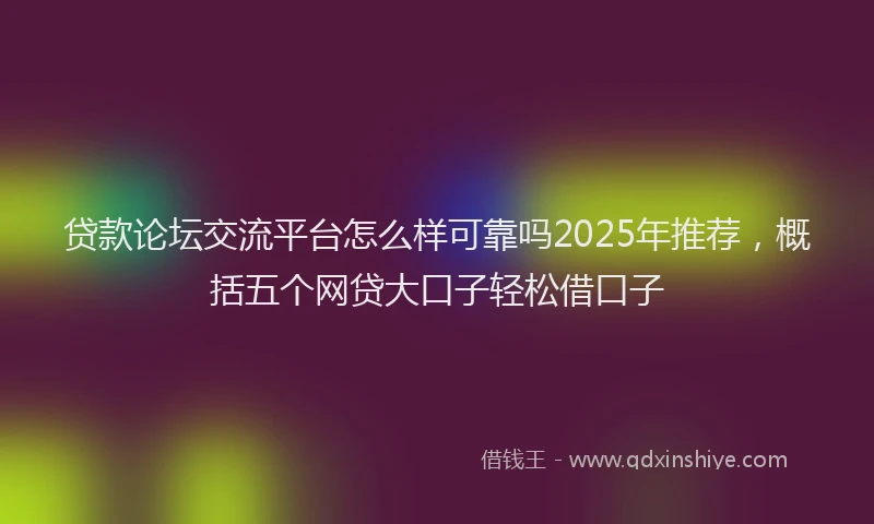 贷款论坛交流平台怎么样可靠吗2025年推荐，概括五个网贷大口子轻松借口子