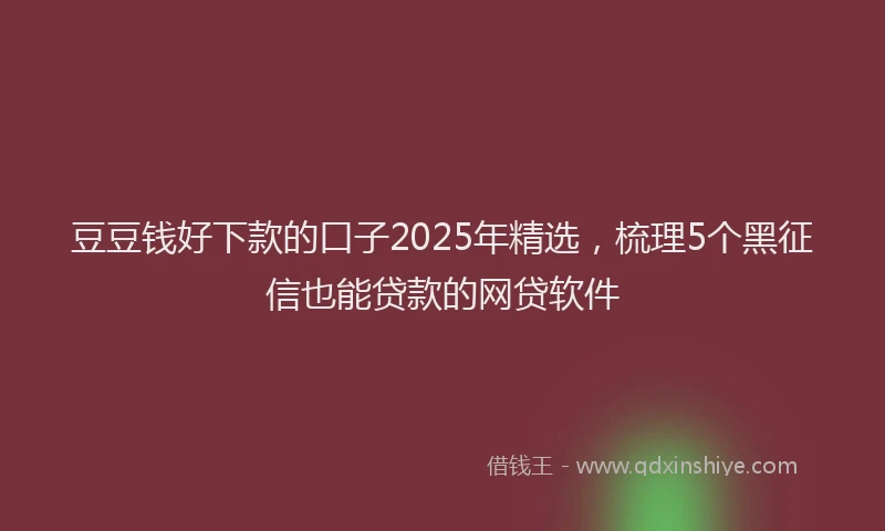 豆豆钱好下款的口子2025年精选，梳理5个黑征信也能贷款的网贷软件