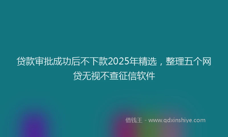 贷款审批成功后不下款2025年精选，整理五个网贷无视不查征信软件