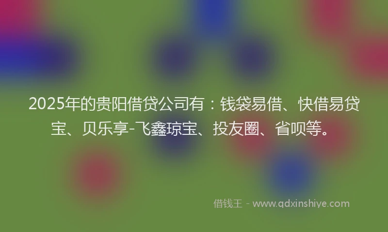 2025年的贵阳借贷公司有：钱袋易借、快借易贷宝、贝乐享-飞鑫琼宝、投友圈、省呗等。