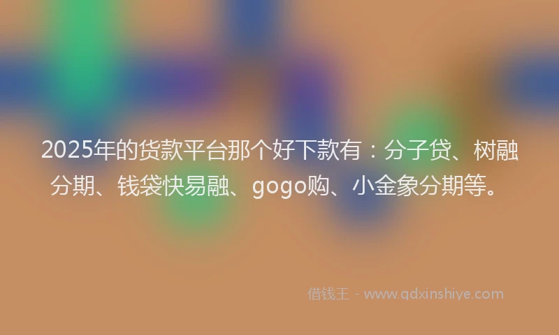 2025年的货款平台那个好下款有：分子贷、树融分期、钱袋快易融、gogo购、小金象分期等。