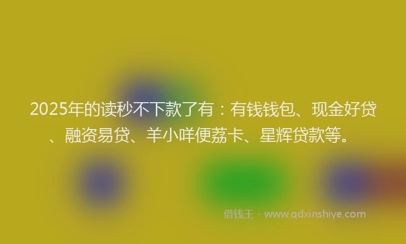2025年的读秒不下款了有：有钱钱包、现金好贷、融资易贷、羊小咩便荔卡、星辉贷款等。