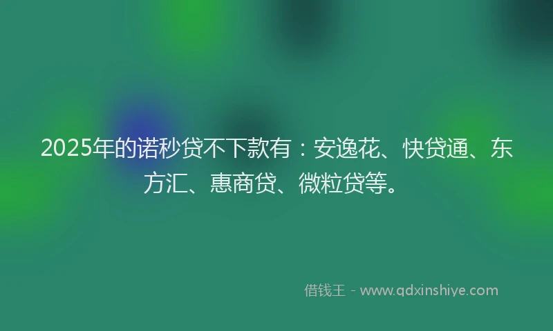 2025年的诺秒贷不下款有：安逸花、快贷通、东方汇、惠商贷、微粒贷等。