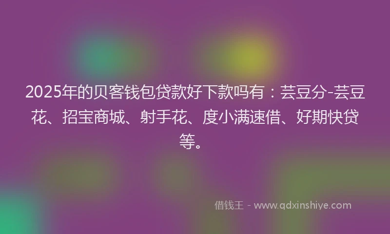 2025年的贝客钱包贷款好下款吗有：芸豆分-芸豆花、招宝商城、射手花、度小满速借、好期快贷等。
