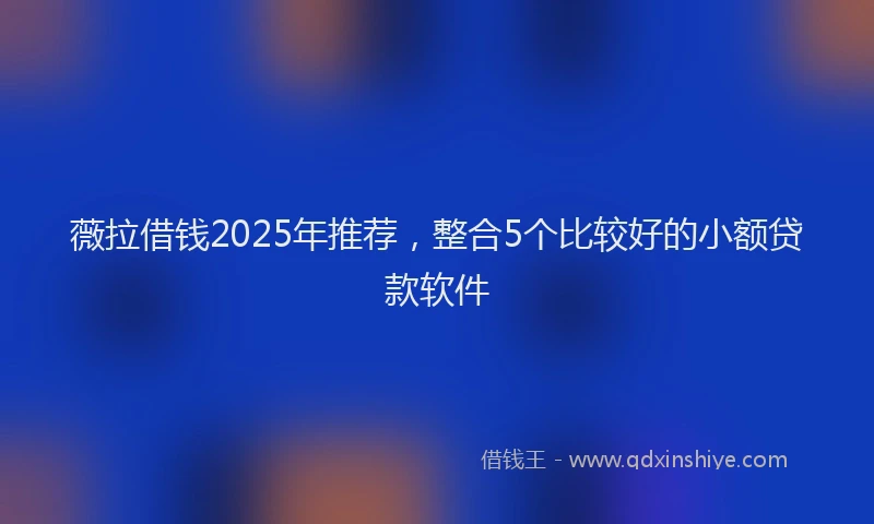 薇拉借钱2025年推荐，整合5个比较好的小额贷款软件