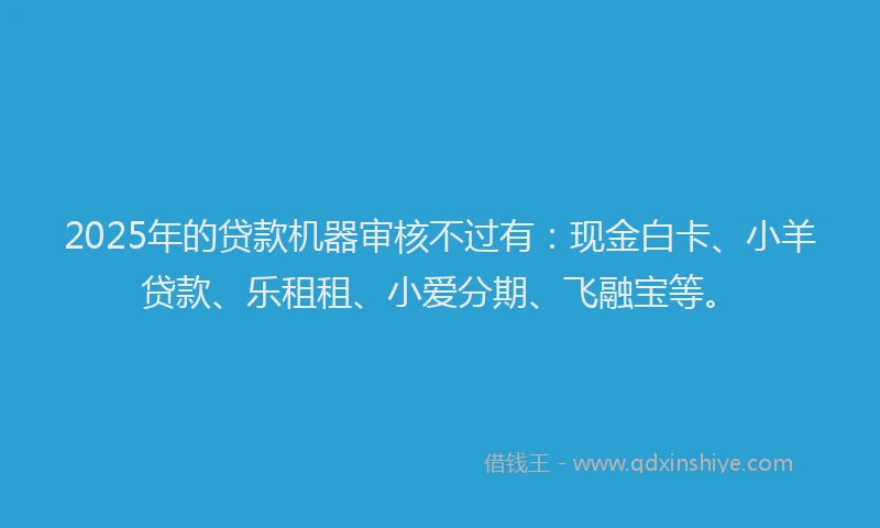2025年的贷款机器审核不过有：现金白卡、小羊贷款、乐租租、小爱分期、飞融宝等。