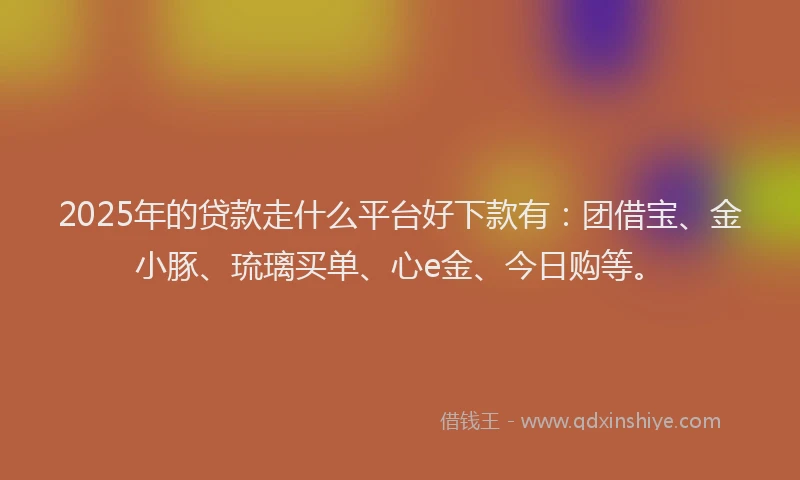 2025年的贷款走什么平台好下款有：团借宝、金小豚、琉璃买单、心e金、今日购等。