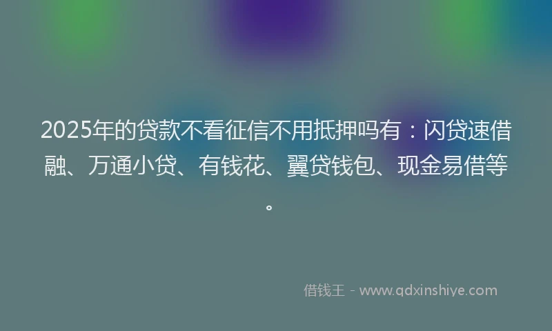 2025年的贷款不看征信不用抵押吗有：闪贷速借融、万通小贷、有钱花、翼贷钱包、现金易借等。