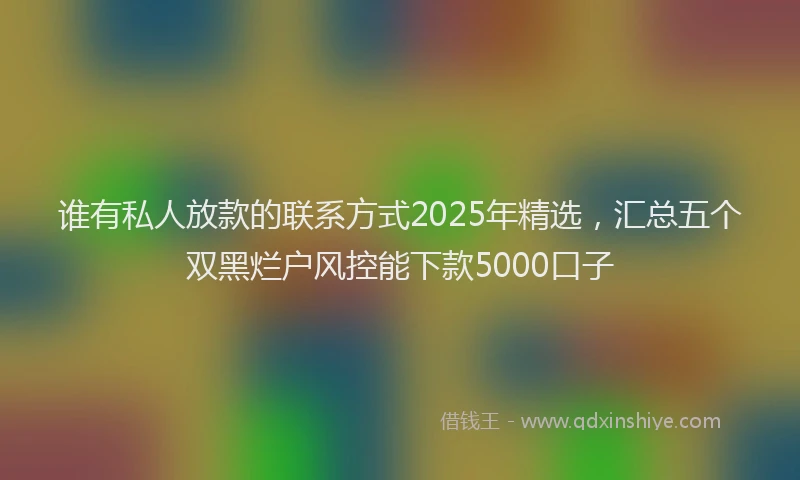 谁有私人放款的联系方式2025年精选，汇总五个双黑烂户风控能下款5000口子