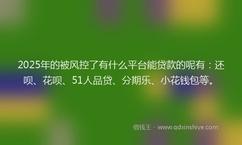2025年的被风控了有什么平台能贷款的呢有:还呗、花呗、51人品贷、分期乐、小花钱包等。