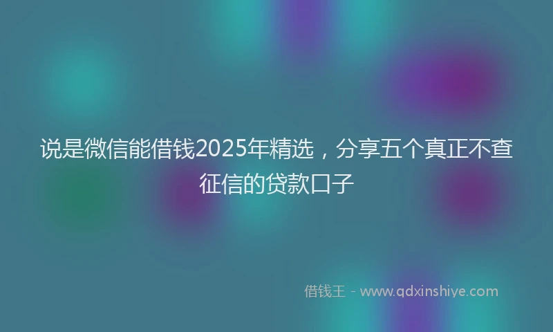 说是微信能借钱2025年精选，分享五个真正不查征信的贷款口子