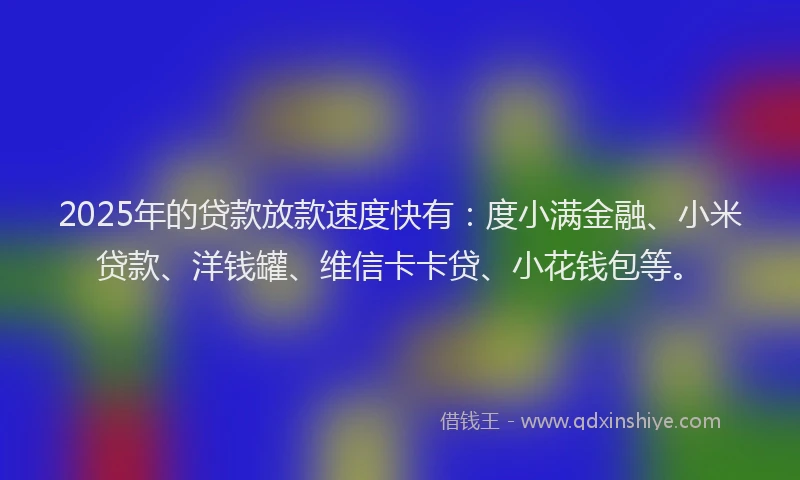 2025年的贷款放款速度快有：度小满金融、小米贷款、洋钱罐、维信卡卡贷、小花钱包等。