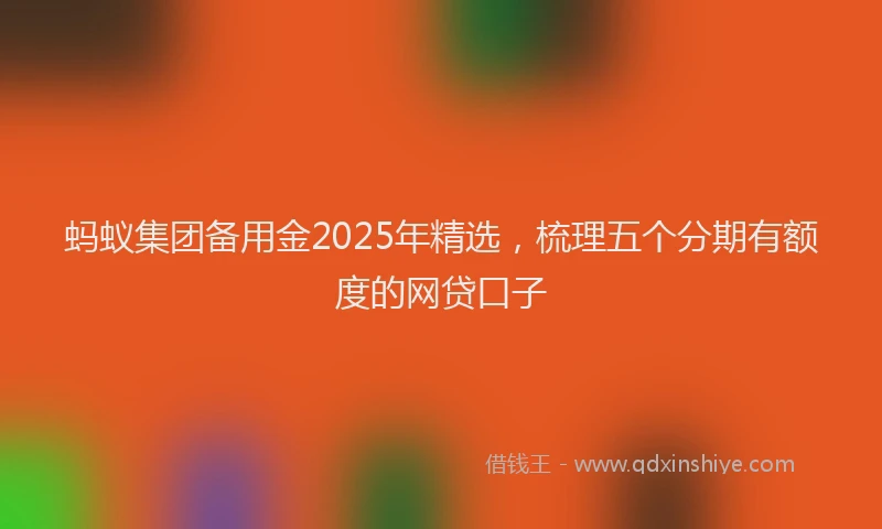 蚂蚁集团备用金2025年精选，梳理五个分期有额度的网贷口子