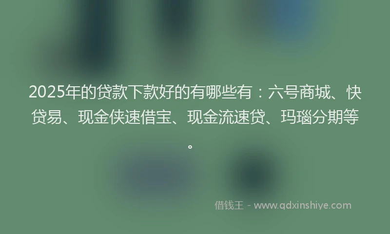 2025年的贷款下款好的有哪些有：六号商城、快贷易、现金侠速借宝、现金流速贷、玛瑙分期等。