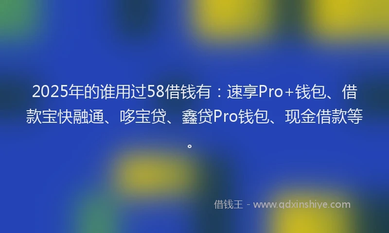 2025年的谁用过58借钱有：速享Pro+钱包、借款宝快融通、哆宝贷、鑫贷Pro钱包、现金借款等。