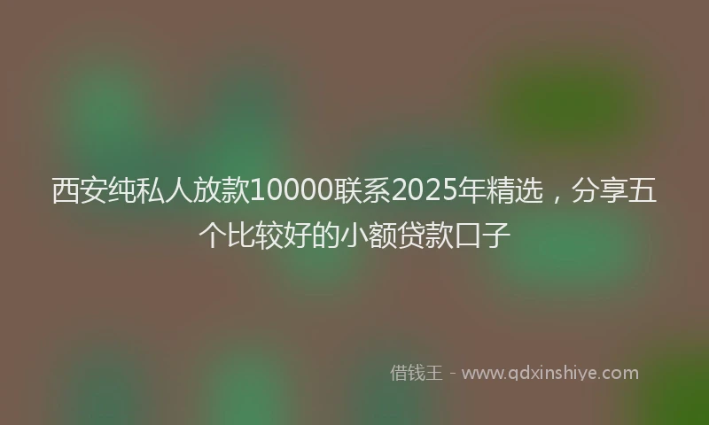 西安纯私人放款10000联系2025年精选，分享五个比较好的小额贷款口子