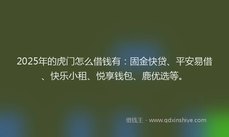 2025年的虎门怎么借钱有：固金快贷、平安易借、快乐小租、悦享钱包、鹿优选等。