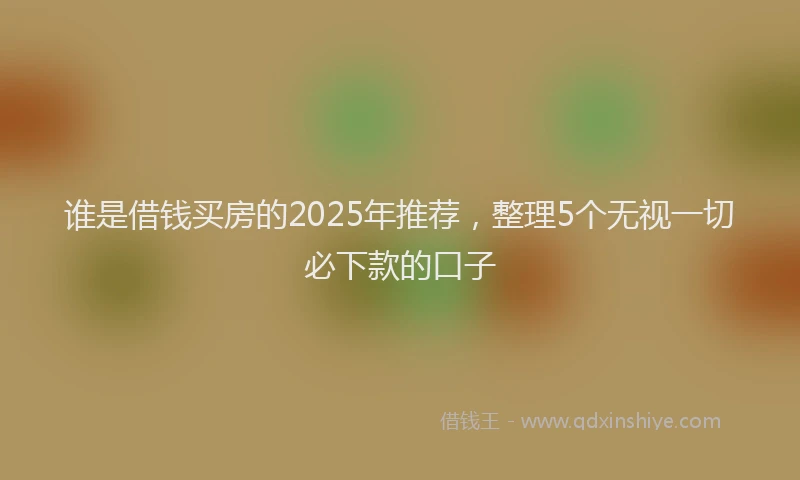 谁是借钱买房的2025年推荐，整理5个无视一切必下款的口子