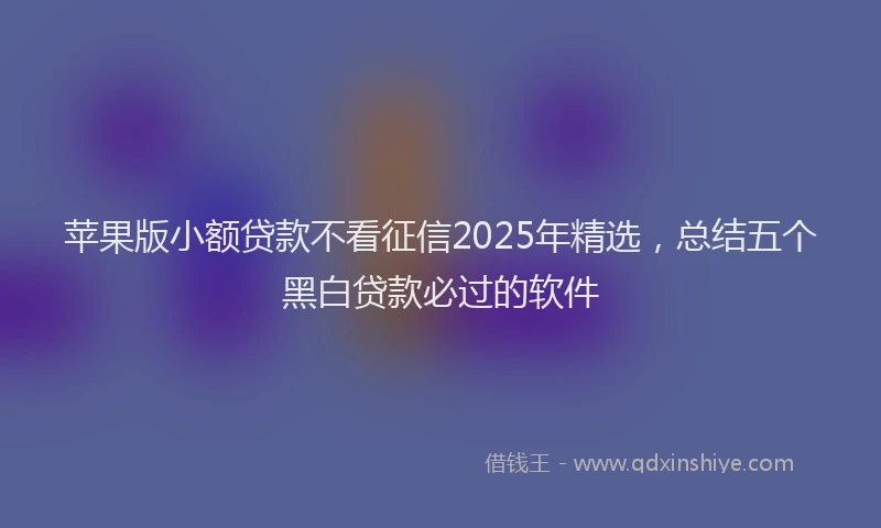 苹果版小额贷款不看征信2025年精选，总结五个黑白贷款必过的软件
