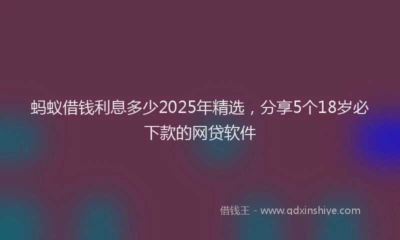 蚂蚁借钱利息多少2025年精选，分享5个18岁必下款的网贷软件