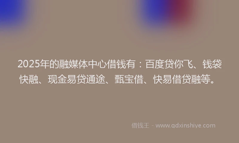 2025年的融媒体中心借钱有：百度贷你飞、钱袋快融、现金易贷通途、甄宝借、快易借贷融等。