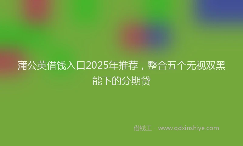 蒲公英借钱入口2025年推荐，整合五个无视双黑能下的分期贷