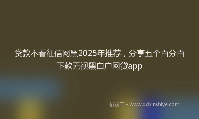 贷款不看征信网黑2025年推荐，分享五个百分百下款无视黑白户网贷app