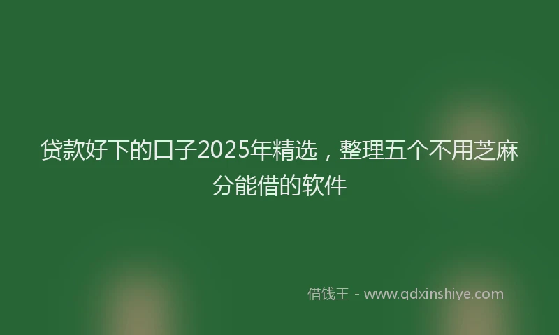 贷款好下的口子2025年精选，整理五个不用芝麻分能借的软件