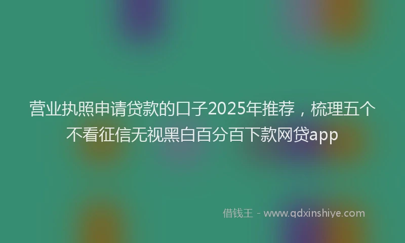 营业执照申请贷款的口子2025年推荐，梳理五个不看征信无视黑白百分百下款网贷app