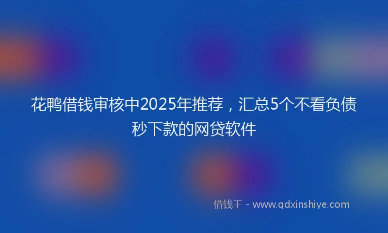 花鸭借钱审核中2025年推荐，汇总5个不看负债秒下款的网贷软件