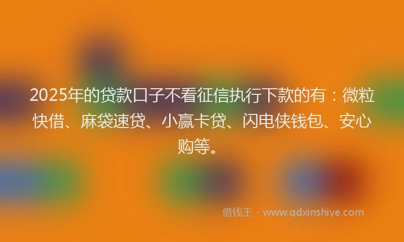 2025年的贷款口子不看征信执行下款的有：微粒快借、麻袋速贷、小赢卡贷、闪电侠钱包、安心购等。