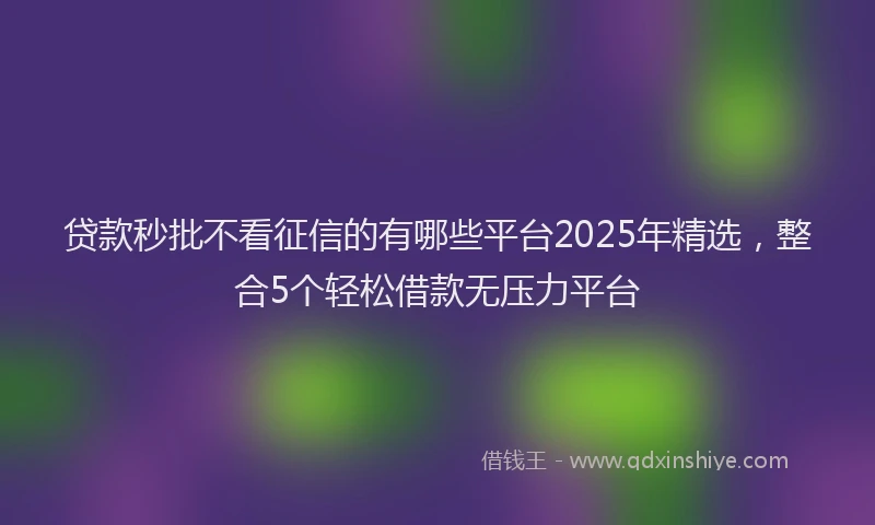 贷款秒批不看征信的有哪些平台2025年精选，整合5个轻松借款无压力平台