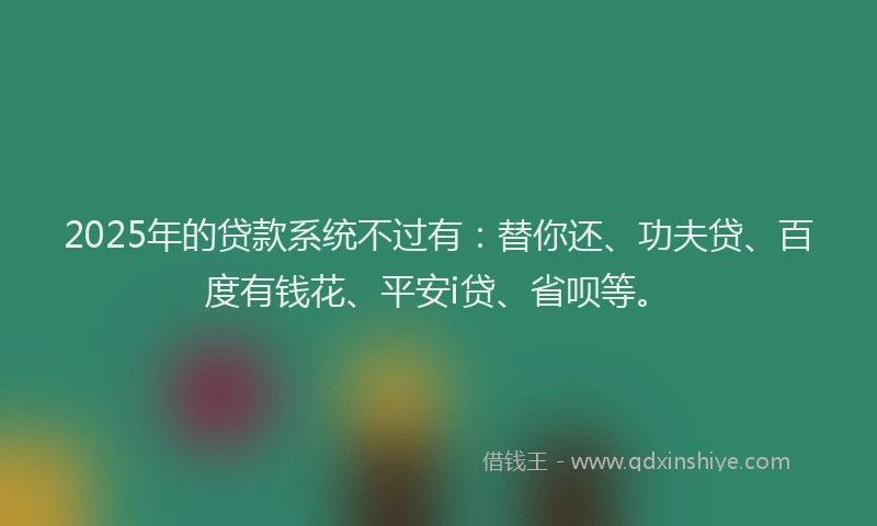2025年的贷款系统不过有：替你还、功夫贷、百度有钱花、平安i贷、省呗等。