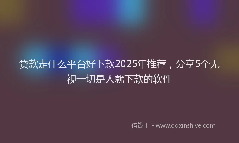 贷款走什么平台好下款2025年推荐，分享5个无视一切是人就下款的软件
