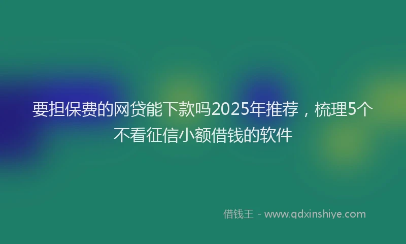 要担保费的网贷能下款吗2025年推荐，梳理5个不看征信小额借钱的软件