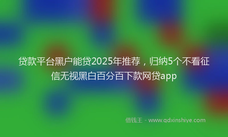 贷款平台黑户能贷2025年推荐，归纳5个不看征信无视黑白百分百下款网贷app