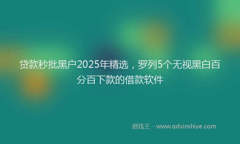 贷款秒批黑户2025年精选，罗列5个无视黑白百分百下款的借款软件