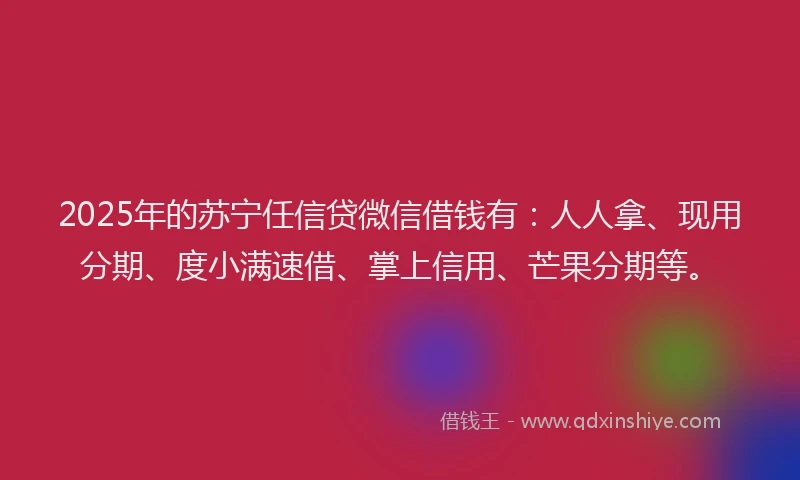 2025年的苏宁任信贷微信借钱有：人人拿、现用分期、度小满速借、掌上信用、芒果分期等。