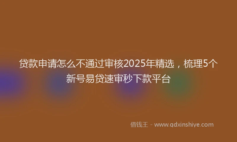 贷款申请怎么不通过审核2025年精选，梳理5个新号易贷速审秒下款平台