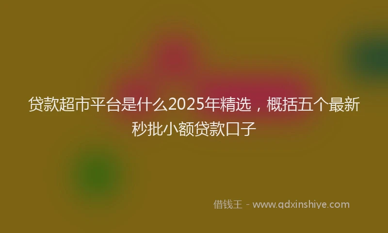 贷款超市平台是什么2025年精选，概括五个最新秒批小额贷款口子