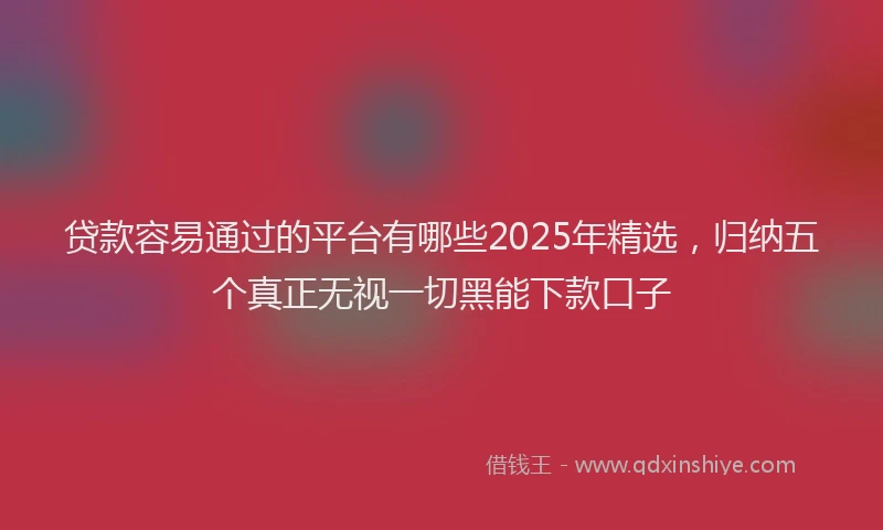 贷款容易通过的平台有哪些2025年精选，归纳五个真正无视一切黑能下款口子