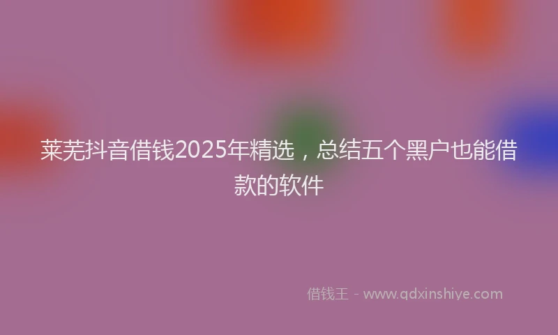 莱芜抖音借钱2025年精选，总结五个黑户也能借款的软件