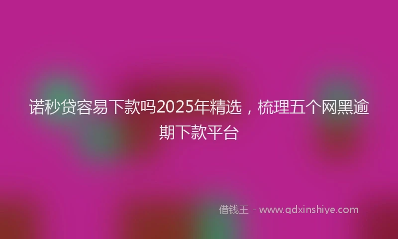 诺秒贷容易下款吗2025年精选，梳理五个网黑逾期下款平台