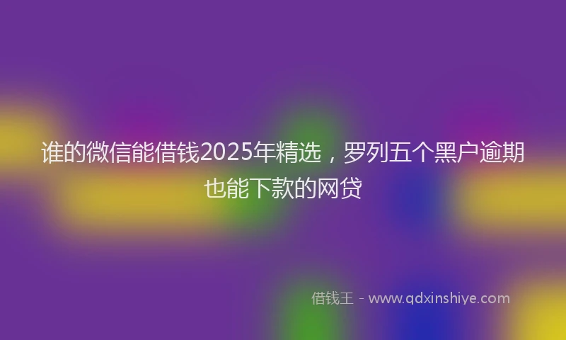 谁的微信能借钱2025年精选，罗列五个黑户逾期也能下款的网贷