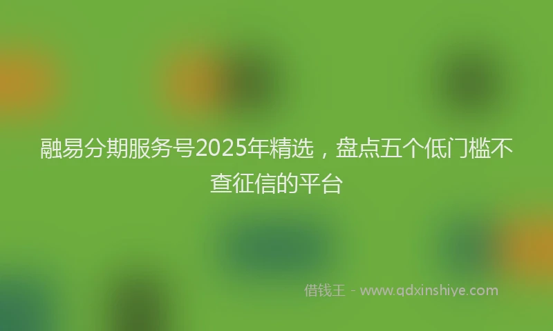 融易分期服务号2025年精选，盘点五个低门槛不查征信的平台