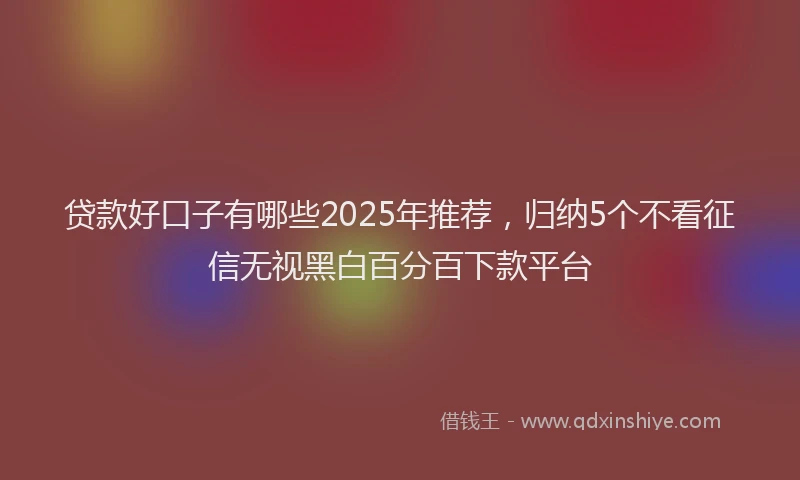 贷款好口子有哪些2025年推荐，归纳5个不看征信无视黑白百分百下款平台
