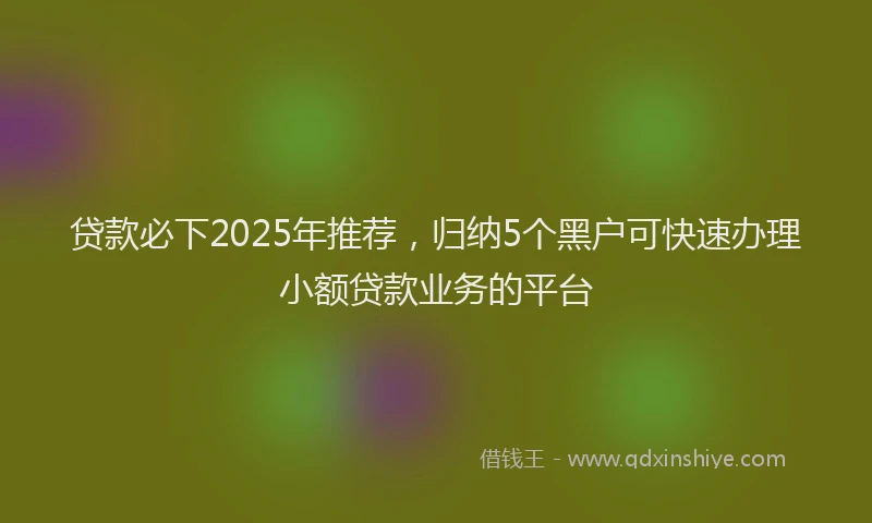 贷款必下2025年推荐，归纳5个黑户可快速办理小额贷款业务的平台