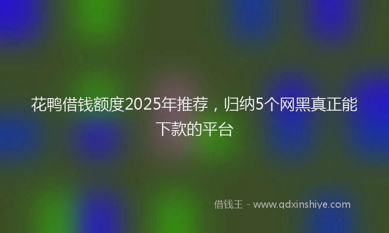 花鸭借钱额度2025年推荐，归纳5个网黑真正能下款的平台
