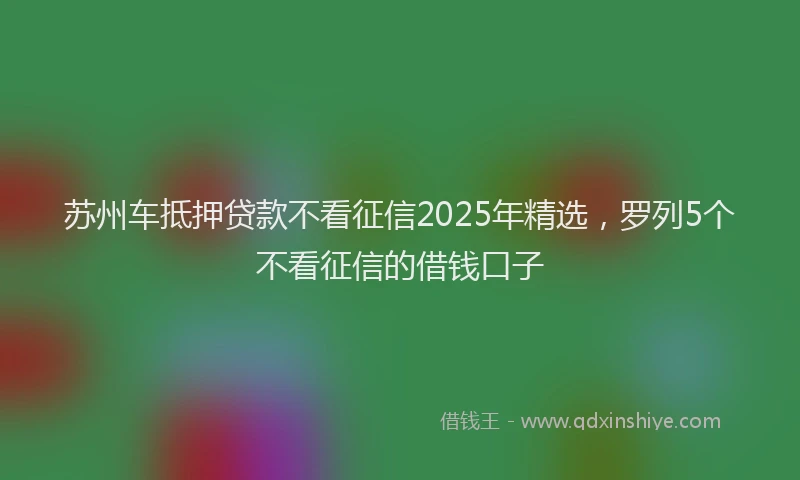 苏州车抵押贷款不看征信2025年精选，罗列5个不看征信的借钱口子