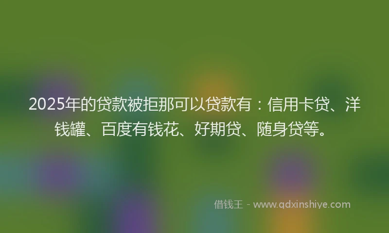 2025年的贷款被拒那可以贷款有：信用卡贷、洋钱罐、百度有钱花、好期贷、随身贷等。